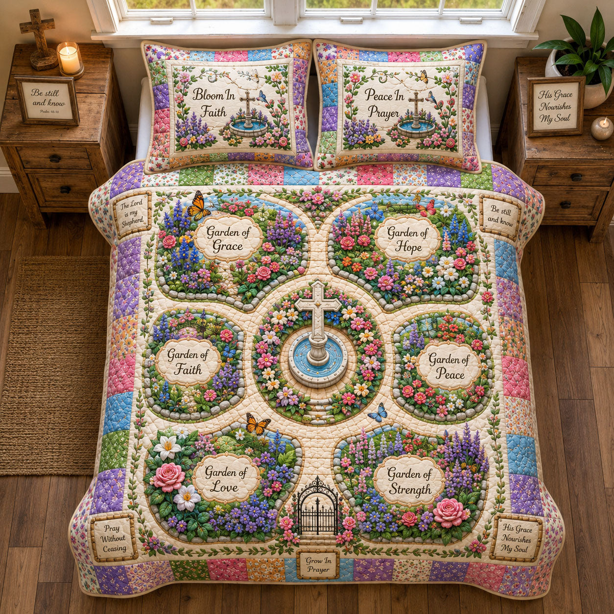Christian Garden Of Grace 3-Piece Quilted Bedding Set GFTOHNL2432