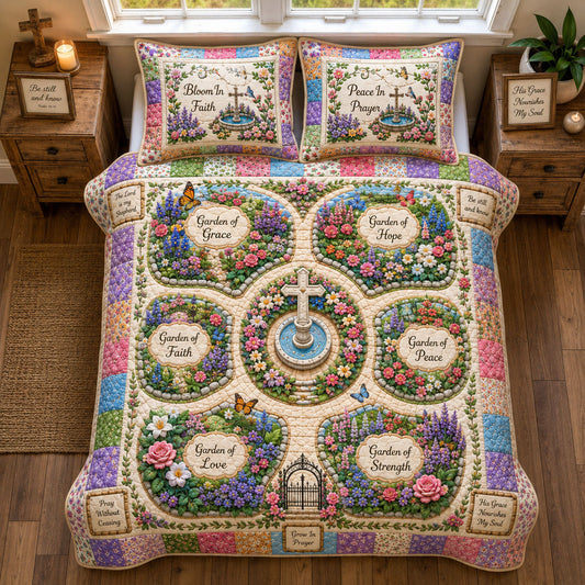 Christian Garden Of Grace 3-Piece Quilted Bedding Set GFTOHNL2432