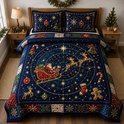 Starry Santa Journey 3-Piece Quilted Bedding Set GFTOHNL2436