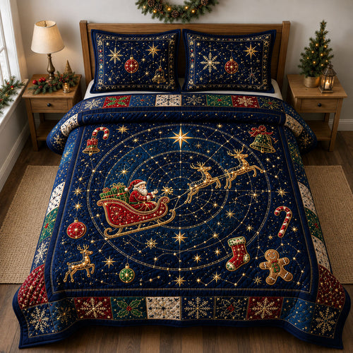 Starry Santa Journey 3-Piece Quilted Bedding Set GFTOHNL2436