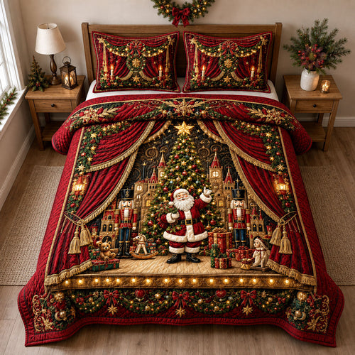 Santa Holiday Stage 3-Piece Quilted Bedding Set GFTOHNL2440