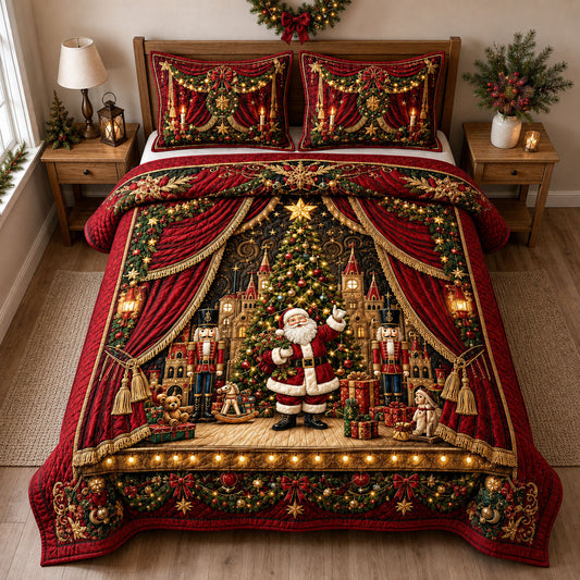 Santa Holiday Stage 3-Piece Quilted Bedding Set GFTOHNL2440
