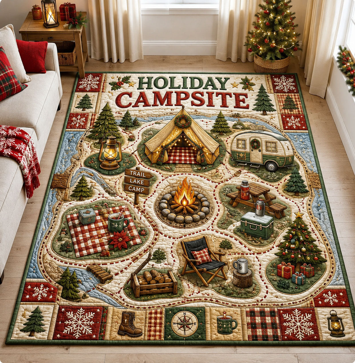 Holiday Campsite Map Area Rug GFTOHNL2466