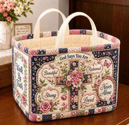 God Says You Are Loved Quilted Storage Basket GFTOHNL2491