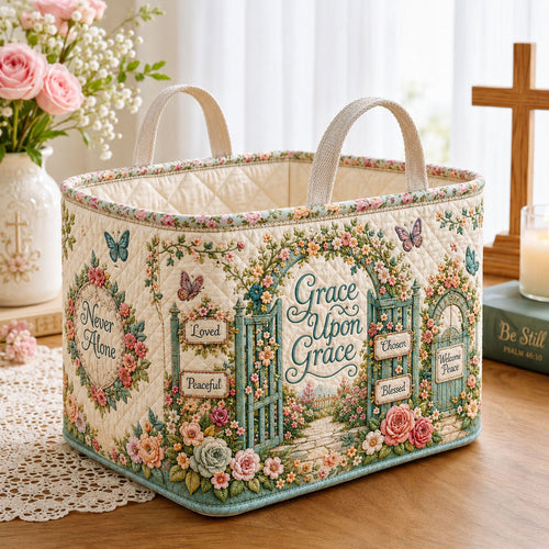 Grace Upon Grace Garden Gate Quilted Storage Basket GFTOHNL2494