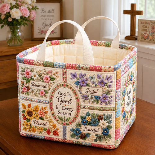 God Is Good In Every Season Quilted Storage Basket GFTOHNL2496