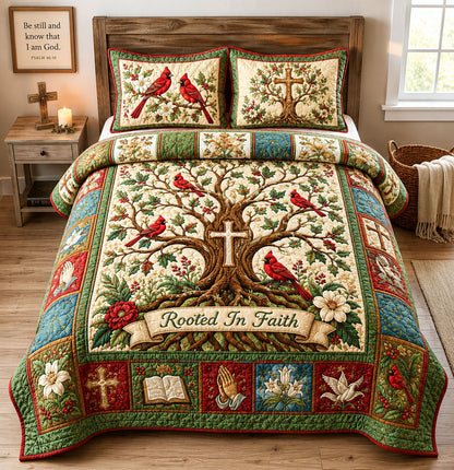 Rooted In Faith Tree Of Grace 3-Piece Quilted Bedding Set GFTOHNL2498