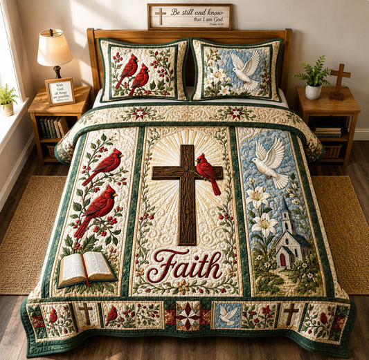 Faith Hope And Peace Sanctuary 3-Piece Quilted Bedding Set GFTOHNL2502