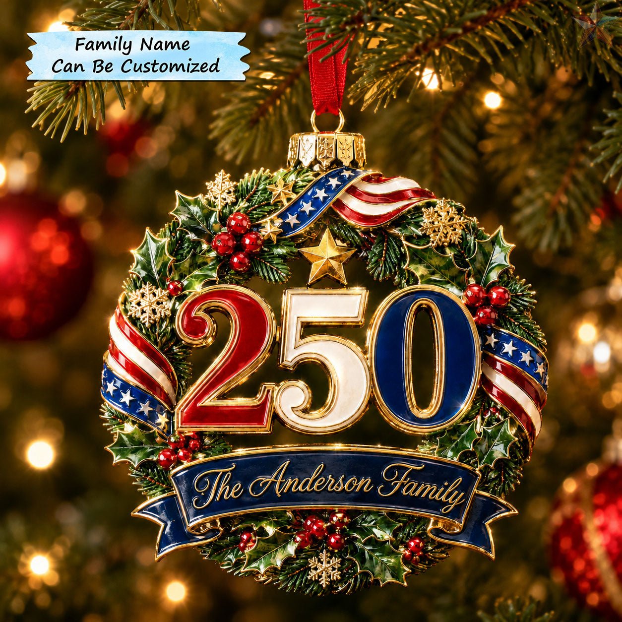 Patriotic Christmas Wreath 250 Christmas Mica Ornament QTCUZ GFTOHNL2525