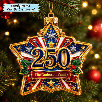 Patriotic America 250 Christmas Mica Ornament