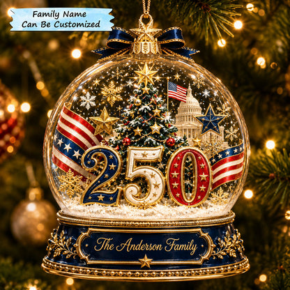 Patriotic America 250 Christmas Mica Ornament