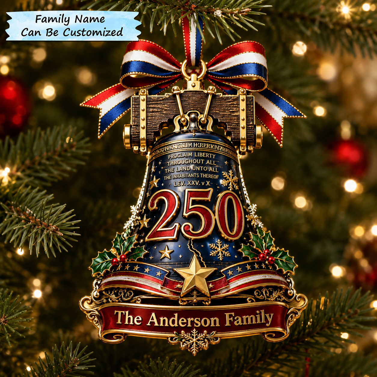 Liberty Bell Christmas 250 Christmas Mica Ornament QTCUZ GFTOHNL2529