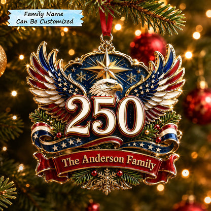 Patriotic America 250 Christmas Mica Ornament