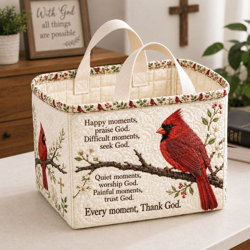 Jesus Angel Wings Cardinal Faith Quilted Storage Basket GFTOHNL2533