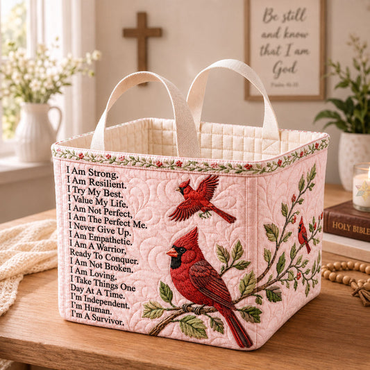 God Hears Your Prayers Cardinal Healing Faith Quilted Storage Basket GFTOHNL2537