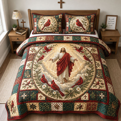 Cardinal Jesus Faith 3-Piece Quilted Bedding Set GFTOHNL2538
