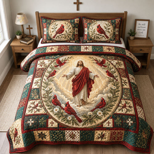 Cardinal Jesus Faith 3-Piece Quilted Bedding Set GFTOHNL2538