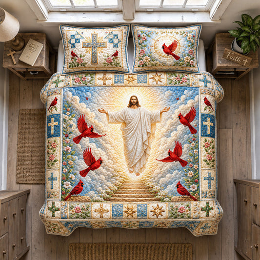 Jesus Heavenly Cardinal 3-Piece Quilted Bedding Set GFTOHNL2578
