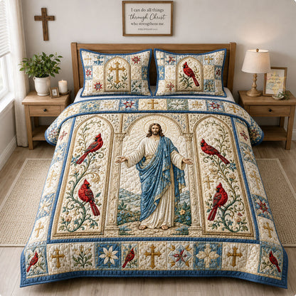 Jesus Faith Cardinal 3-Piece Quilted Bedding Set GFTOHNL2579
