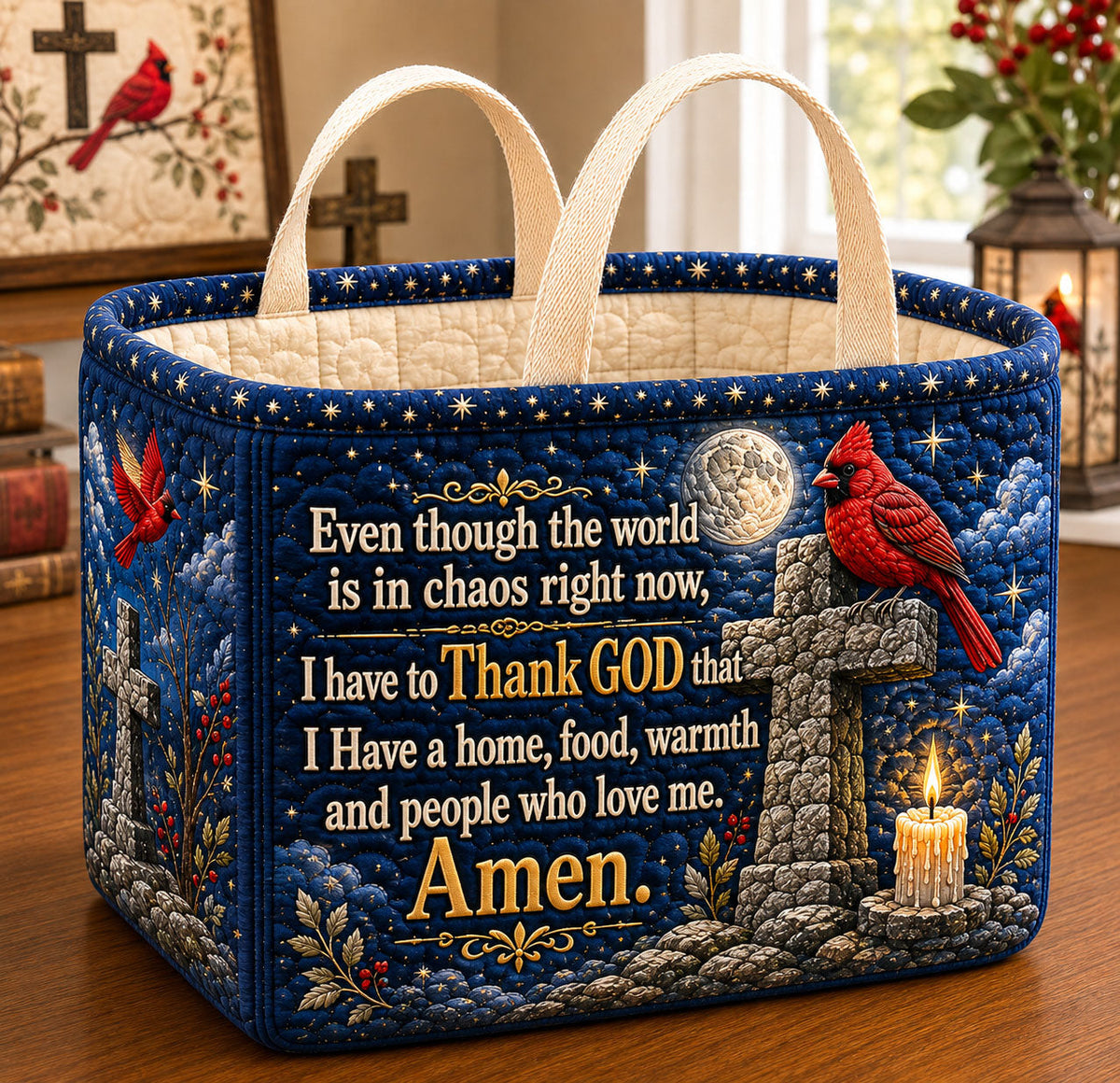 Thank God Amen Quilted Storage Basket GFTOHNL2588