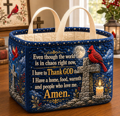Thank God Amen Quilted Storage Basket GFTOHNL2588