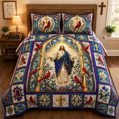 Jesus Cardinal Cathedral 3-Piece Quilted Bedding Set GFTOHNL2615