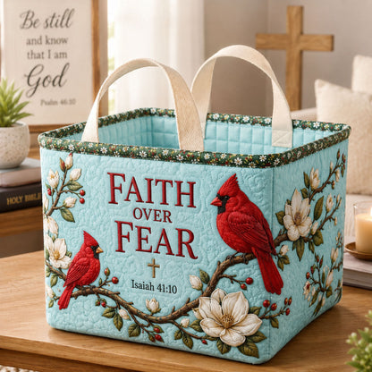 Faith Over Fear Cardinal Quilted Storage Basket GFTOHNL2631