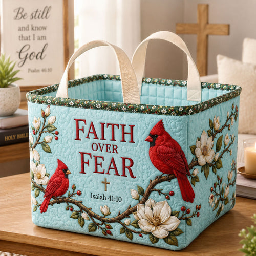 Faith Over Fear Cardinal Quilted Storage Basket GFTOHNL2631