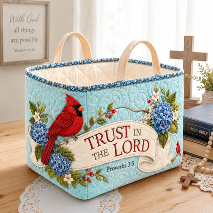 Trust In The Lord Cardinal Quilted Storage Basket GFTOHNL2632