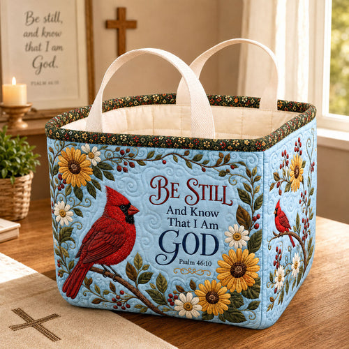 Be Still Cardinal Blessing Quilted Storage Basket GFTOHNL2633