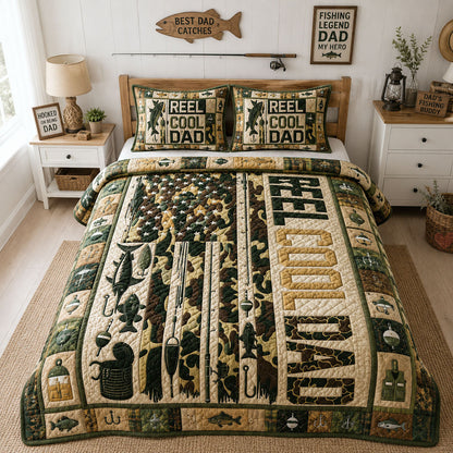 Camouflage Angler Dad 3-Piece Quilted Bedding Set GFTOHNL264