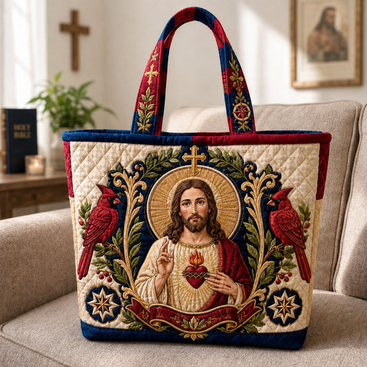 Sacred Heart Cardinal Quilted Tote Bag GFTOHNL2659