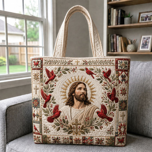 Jesus Cardinal Wreath Quilted Tote Bag GFTOHNL2661