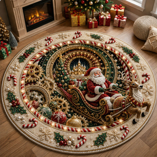 Santa Sleigh Magic Quilted Round Mat GFTOHNL2664