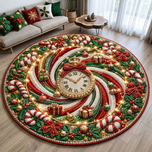 Christmas Candy Clock Quilted Round Mat GFTOHNL2665