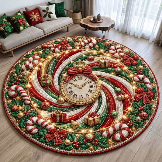 Christmas Candy Clock Quilted Round Mat GFTOHNL2665