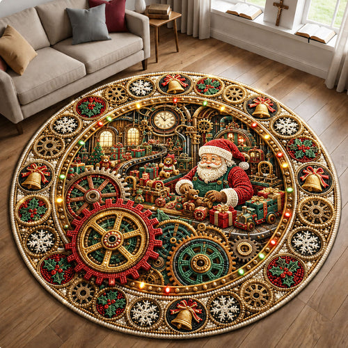 Santa Toy Workshop Quilted Round Mat GFTOHNL2666
