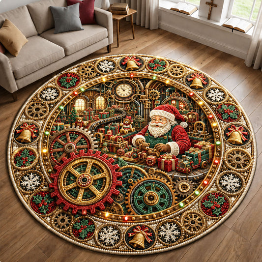 Santa Toy Workshop Quilted Round Mat GFTOHNL2666