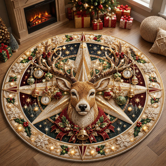 Christmas Reindeer Star Quilted Round Mat GFTOHNL2668