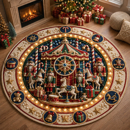 Christmas Nutcracker Carousel Quilted Round Mat GFTOHNL2670