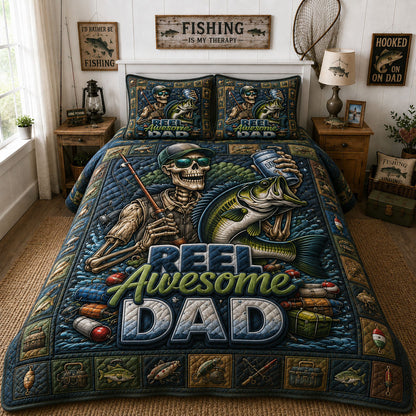 Fishing Skeleton Dad 3-Piece Quilted Bedding Set GFTOHNL269