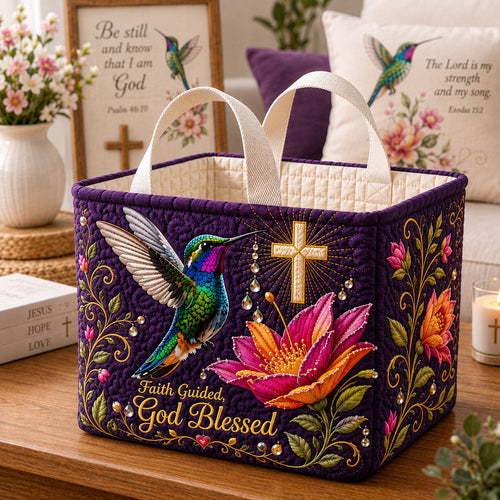 Hummingbird Faith Guided Quilted Storage Basket GFTOHNL2711