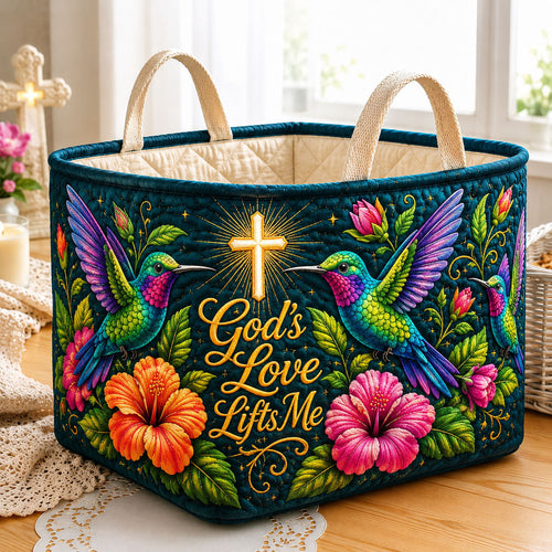 Hummingbird Gods Love Quilted Storage Basket GFTOHNL2712
