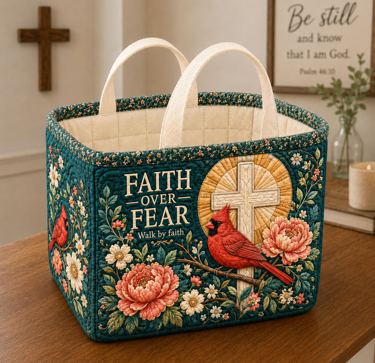 Faith Over Fear Quilted Storage Basket GFTOHNL2751