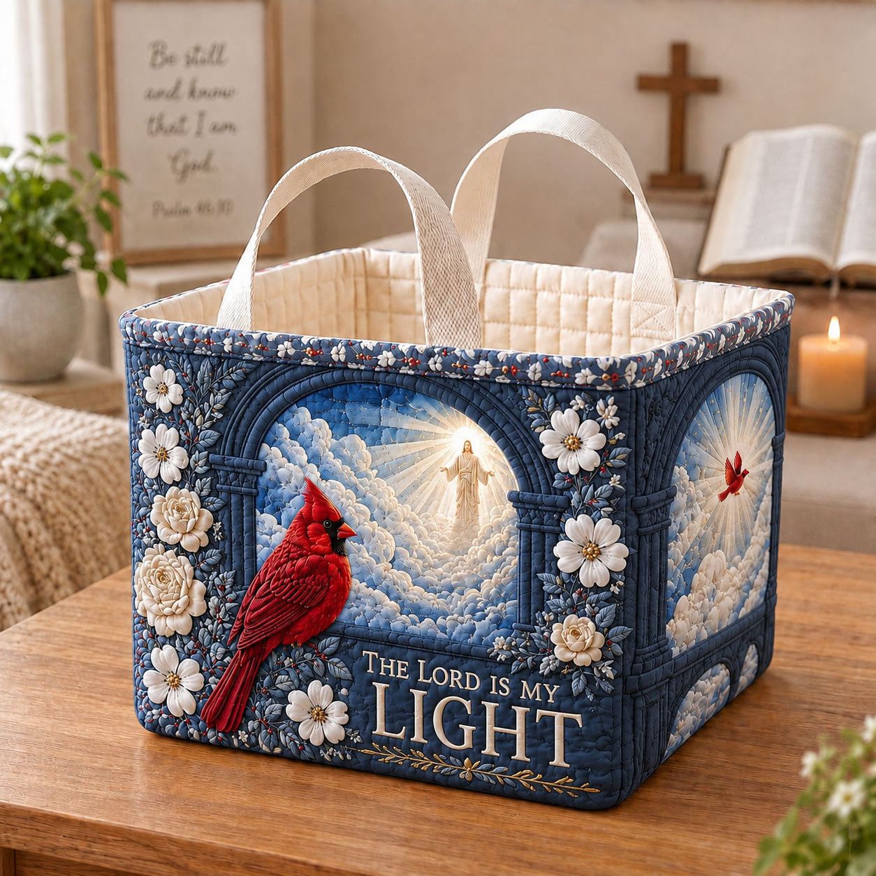 The Lord Is My Light Quilted Storage Basket GFTOHNL2752