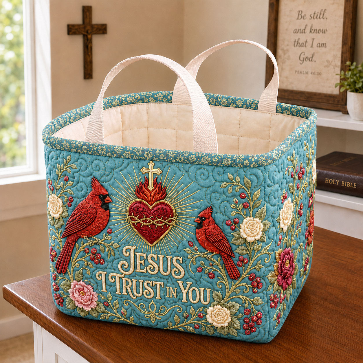 Jesus I Trust In You Quilted Storage Basket GFTOHNL2753