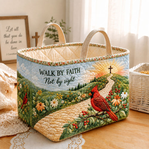 Walk By Faith Quilted Storage Basket GFTOHNL2754