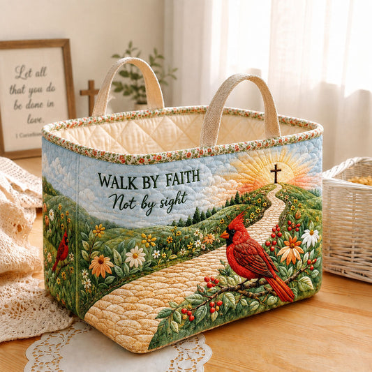 Walk By Faith Quilted Storage Basket GFTOHNL2754