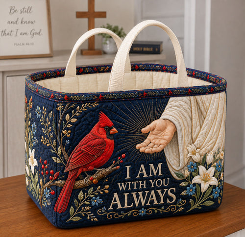 I Am With You Always Quilted Storage Basket GFTOHNL2755