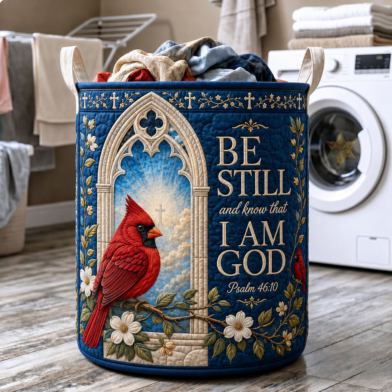 Be Still And Know Quilted Laundry Basket GFTOHNL2757